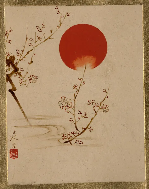 Shibata Zeshin, Sun and Plum Branches