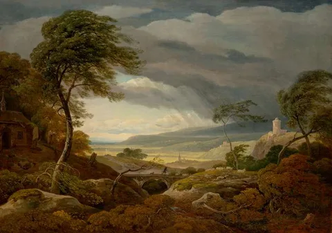 Antonín Mánes, Landscape with Kokořín and Křivoklát in Storm (Landscape in a Storm)