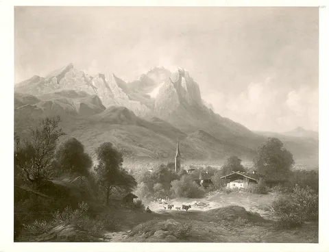 Julius Lange, Garmisch with Zugspitze + Waxenstein