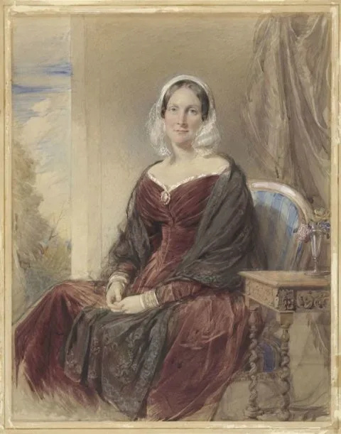 George Richmond, Portret van een zittende dame bij een doorkijk naar buiten