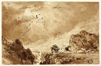 Thomas Allom, The Diligence in the Alps