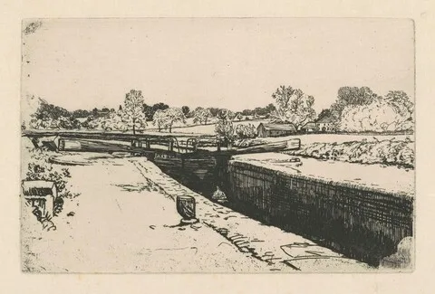 Charles Samuel Keene, Lock on the Canal Near Watford