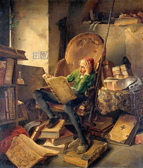 Adolf Schrödter, Don Quichotte reading in his armchair