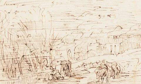 Thomas Barker, Figures in a Landscape [verso]
