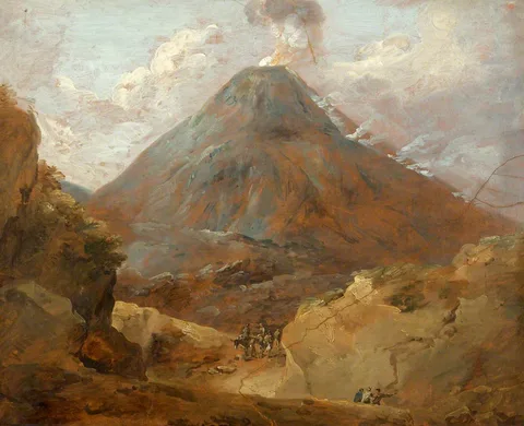 Thomas Barker, Travellers Passing beneath a Volcano