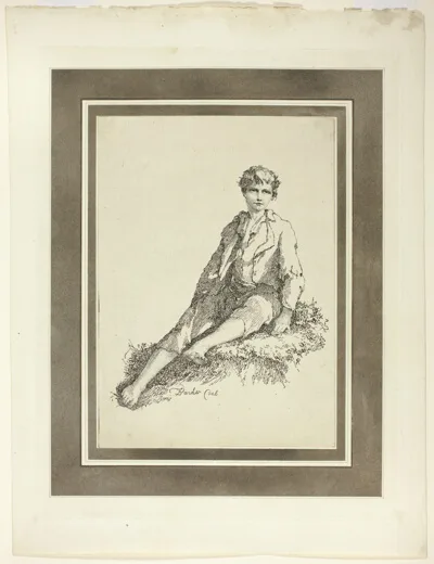 Thomas Barker, Young Boy Seated, from the first issue of Specimens of Polyautography