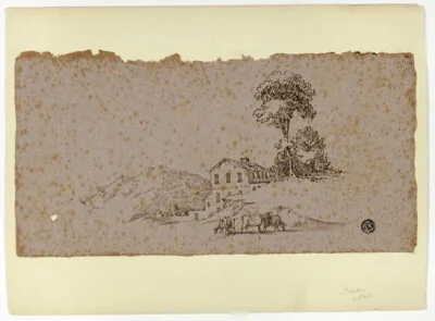 Thomas Barker, Farmhouse in the Mountains with Cows in Foreground