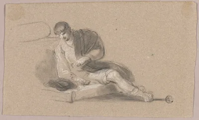 Thomas Barker, Seated Man Pointing Downwards (recto and verso)