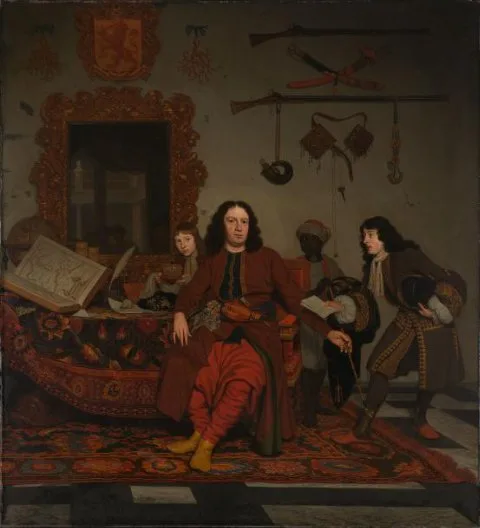 Michiel van Musscher, Thomas Hees and his Servant Thomas and Nephews Jan and Andries Hees