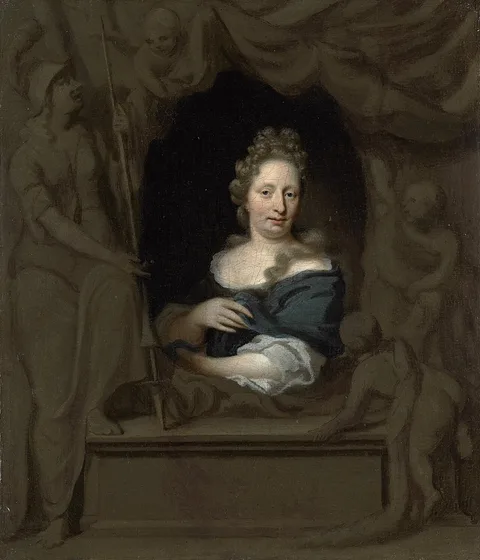 Michiel van Musscher, Portrait of Eva Visscher, wife of Michiel van Musscher