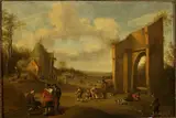 Cornelis Droochsloot, Countryside landscape with peasants