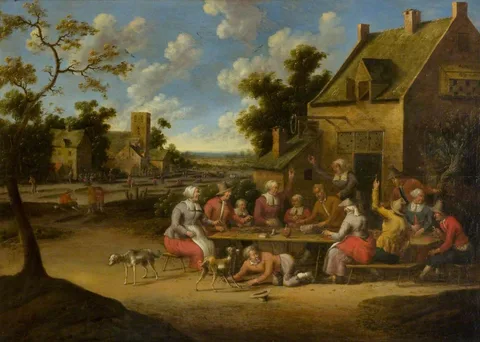 Cornelis Droochsloot, A Peasant Feast outside of an Inn