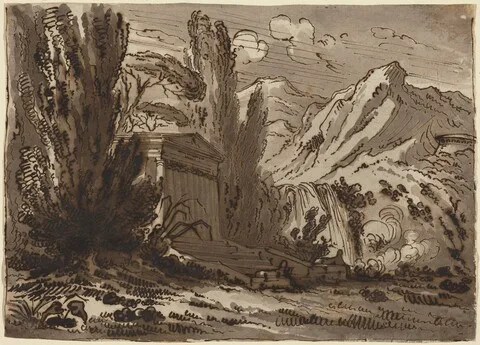 Felice Giani, Mountainous Landscape with Classical Temple