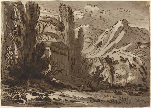 Felice Giani, Mountainous Landscape with Classical Temple