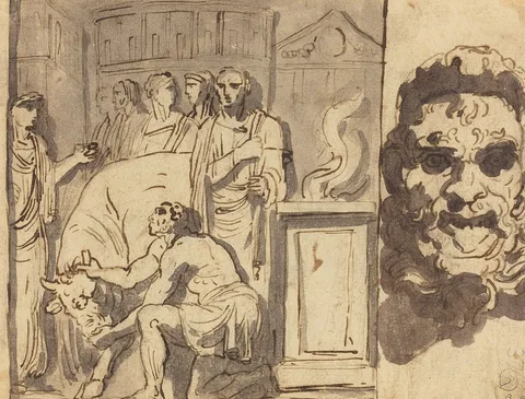 Felice Giani, Ancient Sacrifice and Head of a Satyr