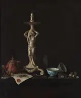 Pieter Gerritsz van Roestraten, Still life with silver candlestick