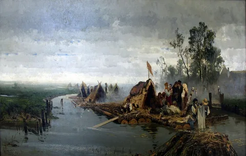 Hans Peter Feddersen, Landscape with rafts
