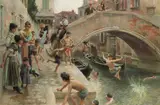 Ludwig Passini, Figures on a Venetian Canal