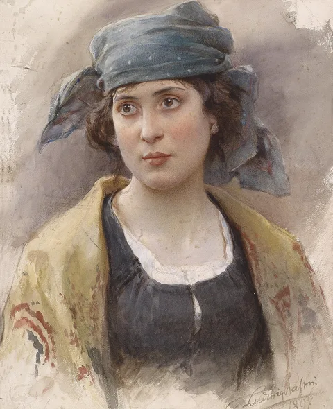 Ludwig Passini, Young Woman with Green Headscarf