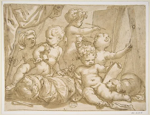 Domenico Piola, Putti with the Attributes of the Arts