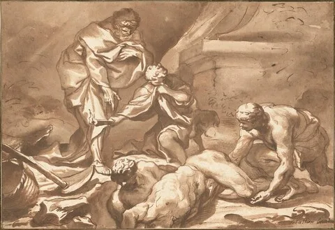 Domenico Piola, Tobit Burying the Dead