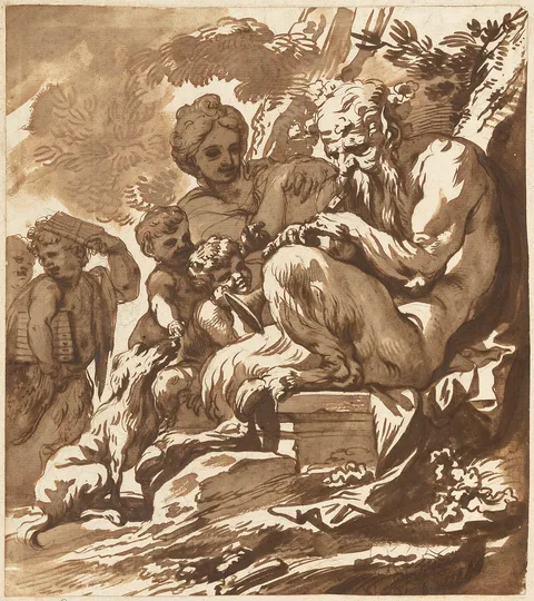 Domenico Piola, A Satyr Entertaining His Family
