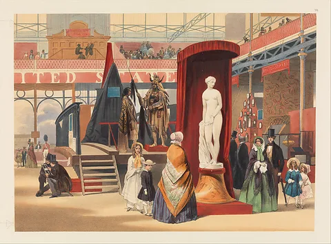 John Absolon, View in the East Nave; The Greek Slave, by Power [sic], from "Recollections of the Great Exhibition, 1851"