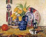 James Bolivar Manson, Still Life, Tulips in a Blue Jug