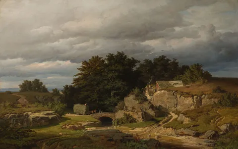 Adolf Kosárek, Country in Central Bohemia (Scenery With a Stone Bridge)