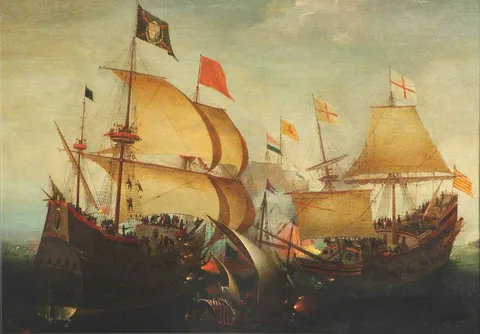 Aert Anthoniszoon, An English and a Dutch Ship Attacking a Spaniard