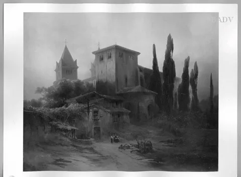 Carl Graeb, Italian monastery sunset
