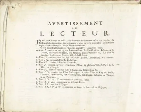 Pieter Mortier I, Woord vooraf aan de lezer van prentwerk: Les Forces de l'Europe, Asie, Afrique et Amerique, ca. 1702