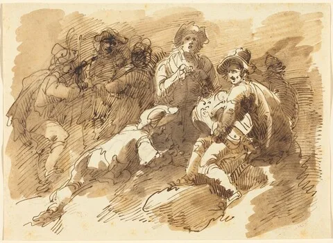 Giuseppe Bernardino Bison, A Convivial Gathering with a Man Playing a Hurdy-Gurdy