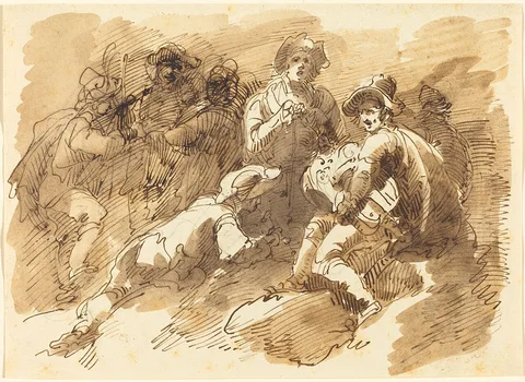 Giuseppe Bernardino Bison, A Convivial Gathering with a Man Playing a Hurdy-Gurdy