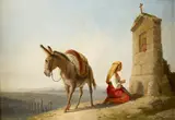 John Gadsby Chapman, Woman and Donkey by a Roadside Shrine