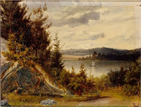 Johan Knutson, Wooded Waterfront Landscape