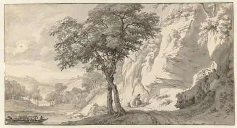Jan van Aken, Mountain Landscape with a Ferry