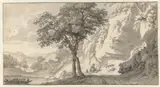 Jan van Aken, Mountain Landscape with a Ferry