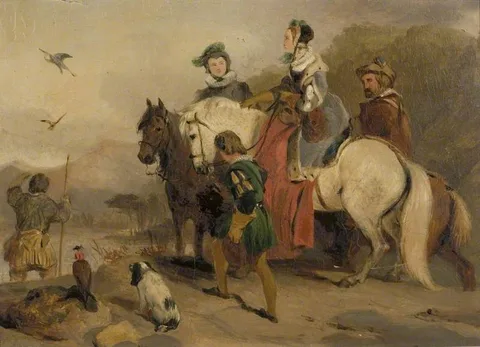 George Cattermole, Hunting Party with Falcons