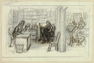 George Cattermole, View of Library