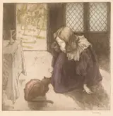 Alfredo Müller, Interior, Little Girl with Cat (La Petite fille au chat)