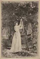 Charles Yardley Turner, Untitled (Woman Picking Blossoms)