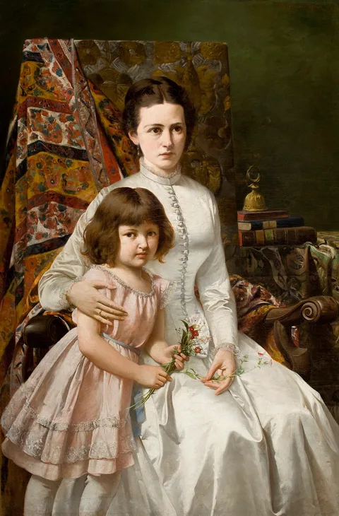 Antoni Gramatyka, Portrait of Wife with Daughter Anna