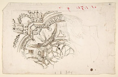 Mauro Antonio Tesi, Study for the Decoration of a Vault (recto); Faint Sketches of Ornamental Patterns (verso)