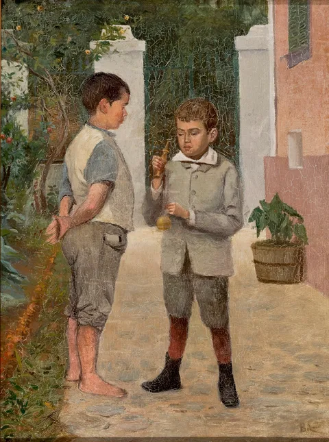 Belmiro de Almeida, Two Boys Playing with a Kendama Toy