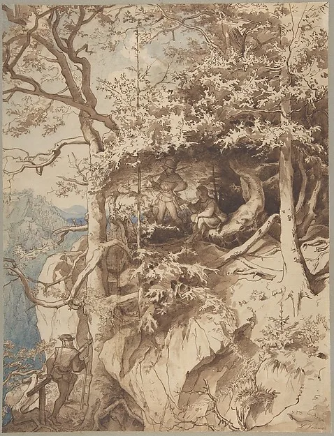 August Leopold Venus, Hunters in an Outlook on a Mountain