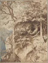 August Leopold Venus, Hunters in an Outlook on a Mountain