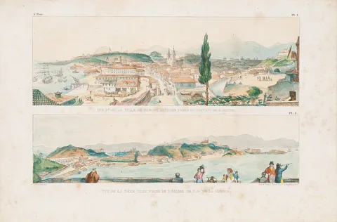 Jean-Baptiste Debret, Vue Gle. de la ville de Rio de Janeiro prise du couvent de S.t Bento - Vue de la même ville, prise de l´église de N. D. de la Gloire