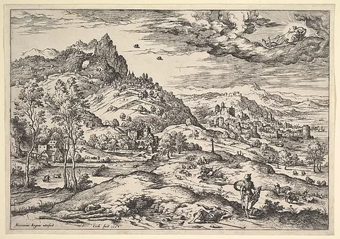 Hieronymus Cock, Landscape with Mercury Holding Argus's Head