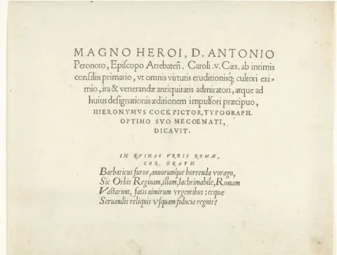 Hieronymus Cock, Opdracht door Hieronymus Cock voor Antonius Perenot